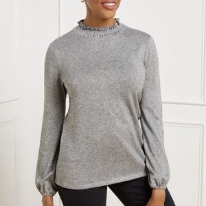 TALBOTS | NWOT Tie Back Smocked Top in GRAY 🩶